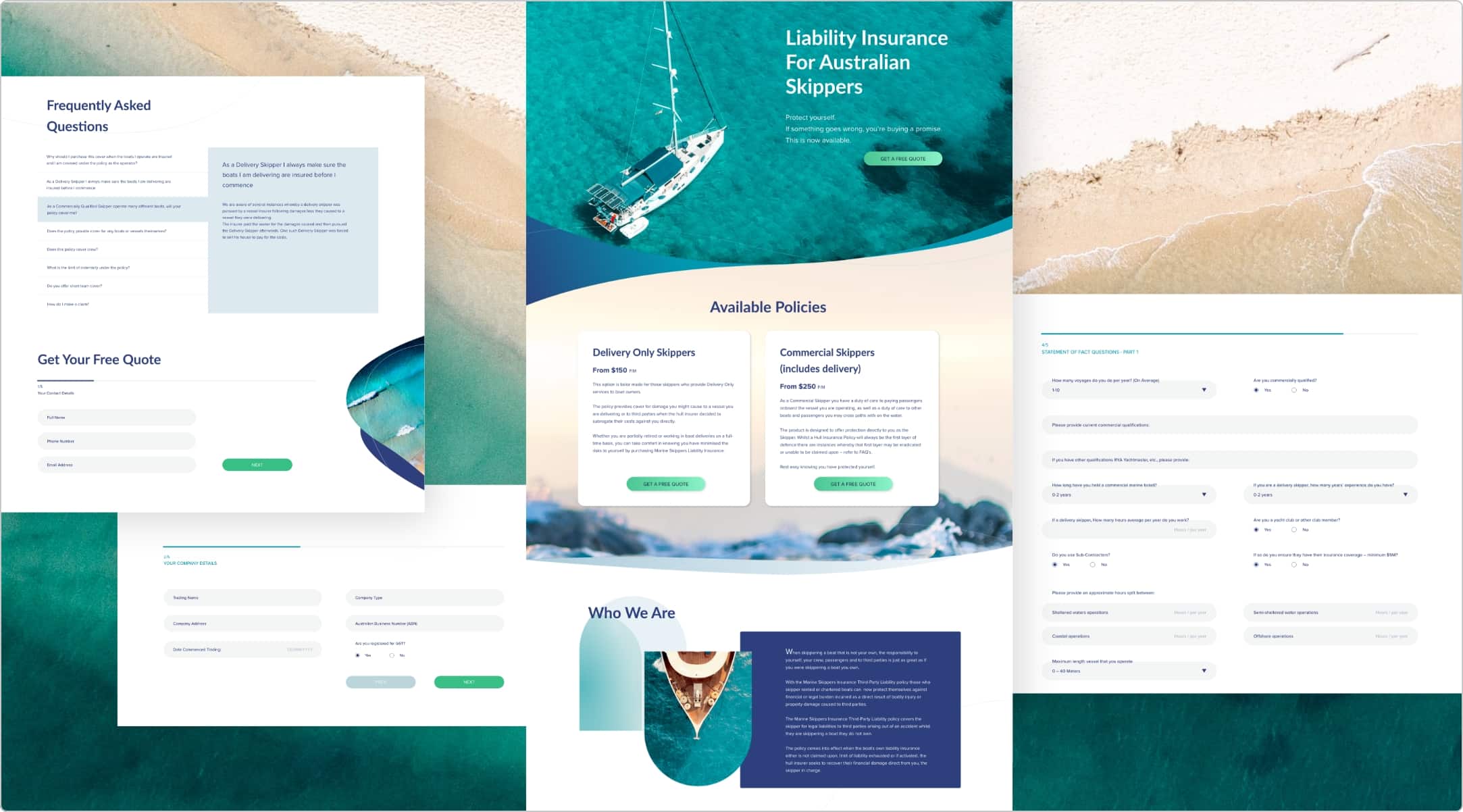 UX and UI Design project results for Marine Skippers Insurance